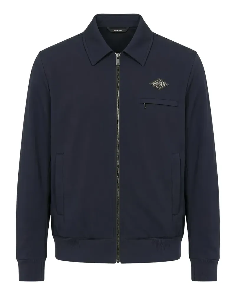 Tombolini logo-patch zip-up shirt jacket - Blau Blau