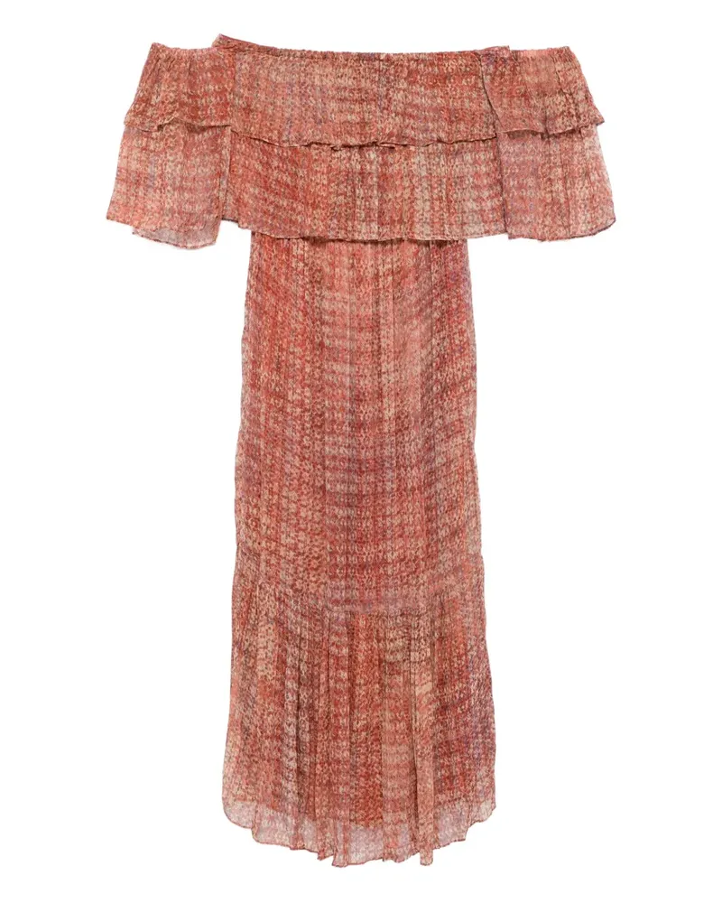 ba&sh Schulterfreies Robbie Maxikleid mit Falten - Rosa Rosa