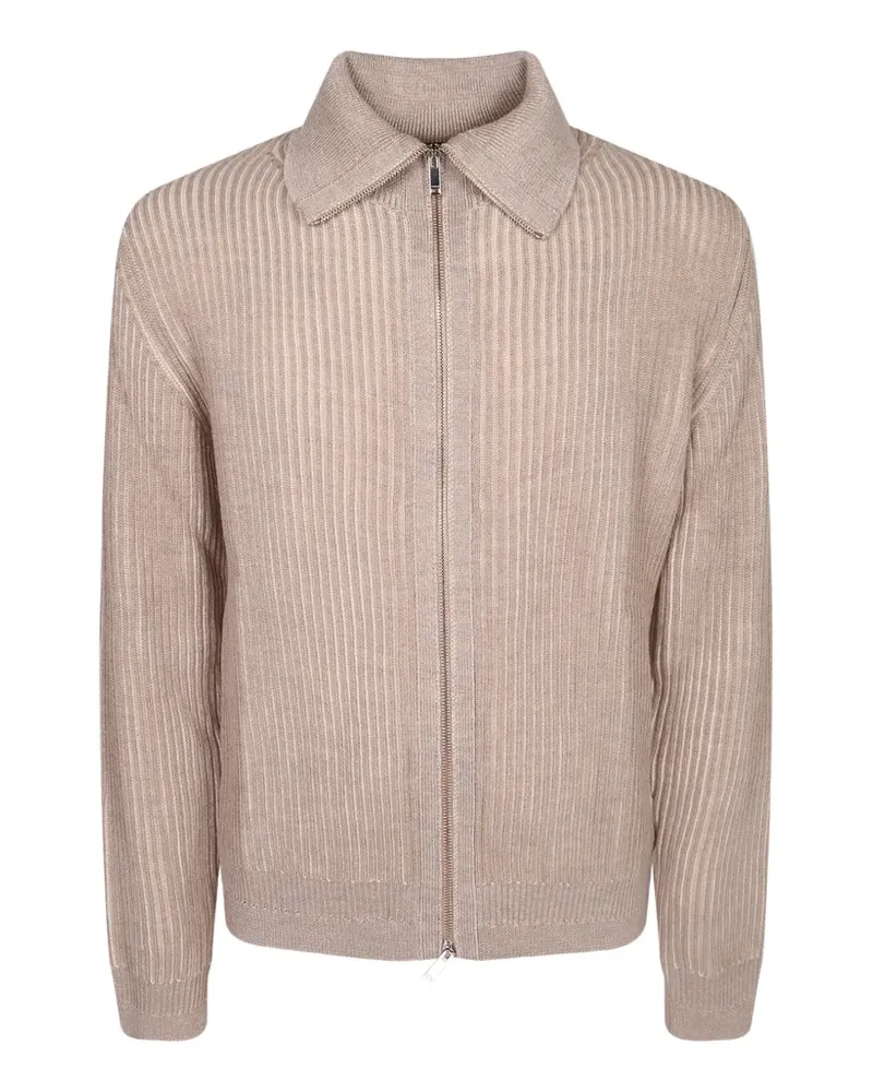 Zanone Gerippter Cardigan mit Reißverschluss - Nude Nude