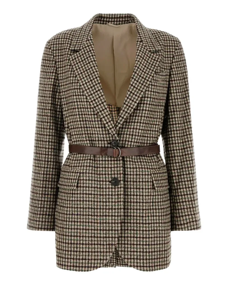 Brunello Cucinelli Madras belted blazer - Nude Nude