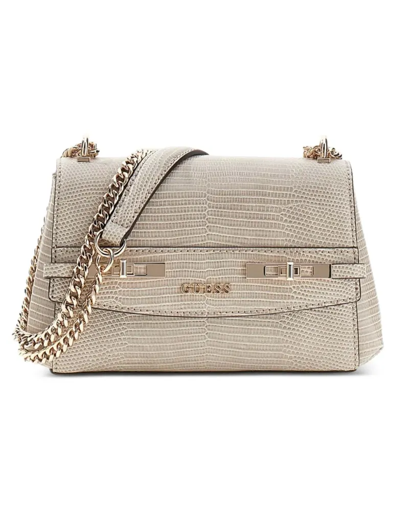 Guess Melinda Satchel-Tasche mit Eidechsen-Effekt - Nude Nude