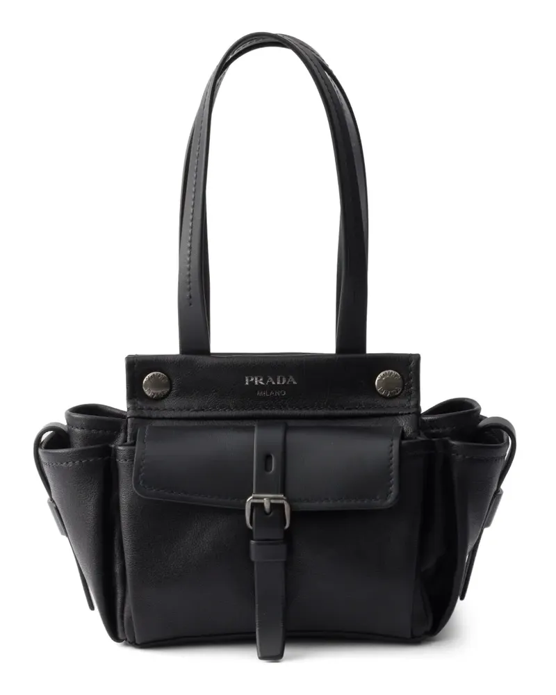 Prada Mini Route Tote Bag aus Leder - Schwarz Schwarz