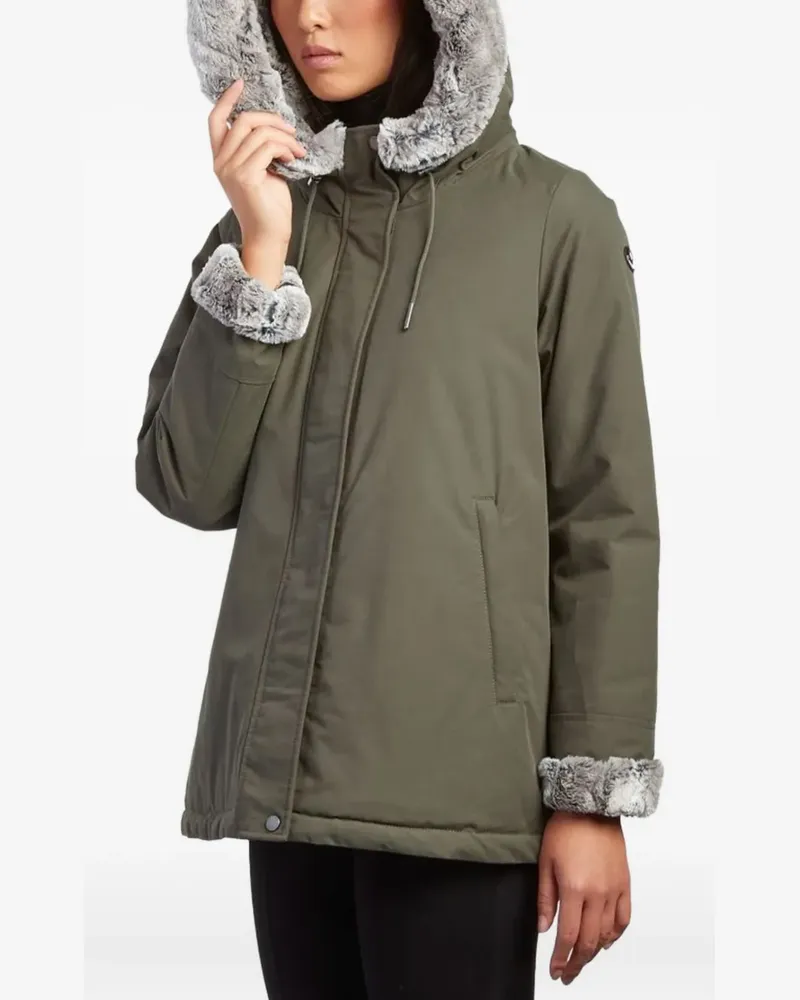 Canadiens Daunenmantel mit Kapuze aus Fake Fur - Grün Grün