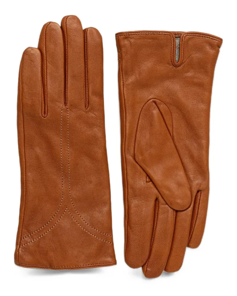 Sessùn Mauro topstitched leather gloves - Braun Braun