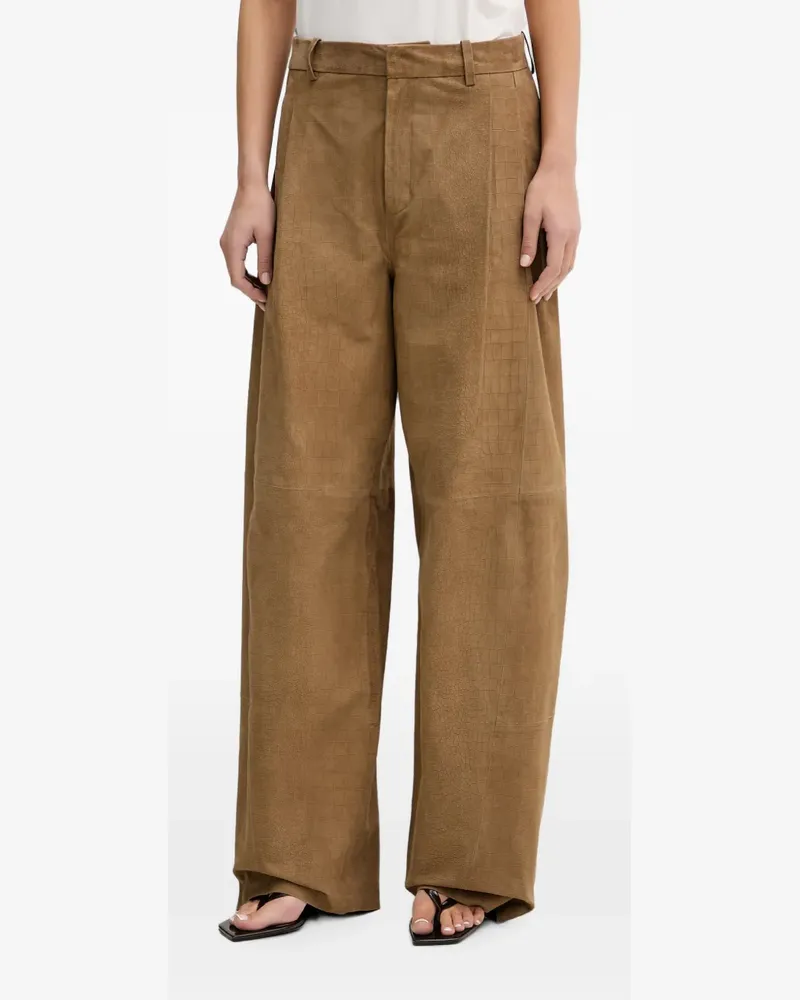Gestuz GZestelle croc-effect palazzo trousers - Braun Braun