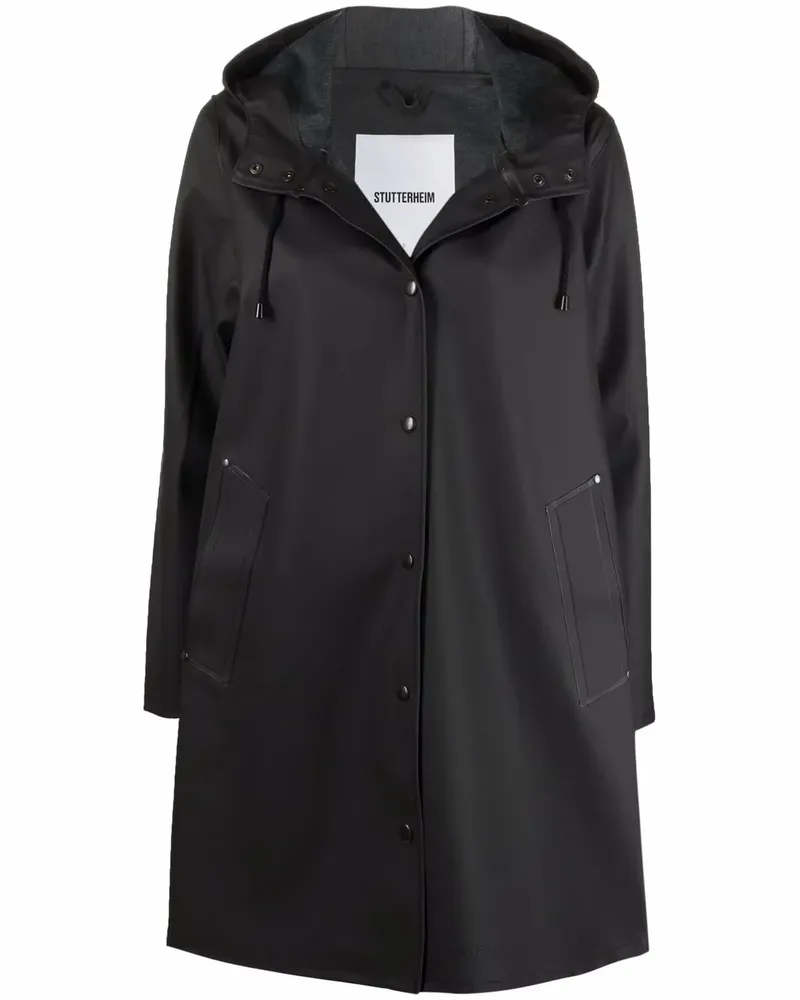 Stutterheim Langer Mosebacke Regenmantel - Schwarz Schwarz