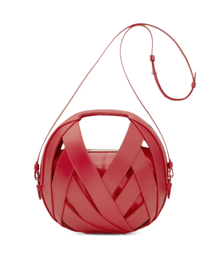 PERRIN PARIS Le Petit Panier Schultertasche mit Korbgeflecht - Rot Rot