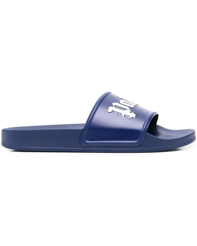 Palm Angels Pantoletten mit Logo-Print - Blau Blau