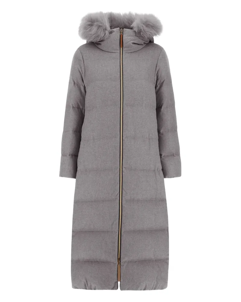 Herno Kapuzenmantel mit Pelzbesatz - Grau Grau