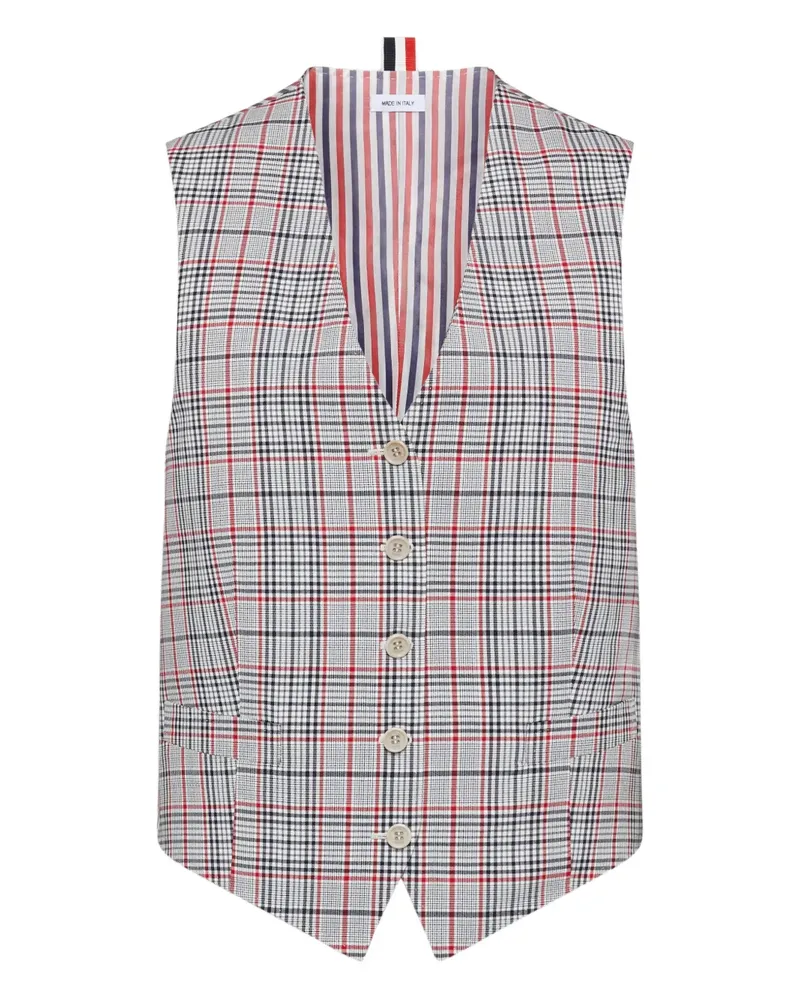 Thom Browne plaid waistcoat - Grau Grau