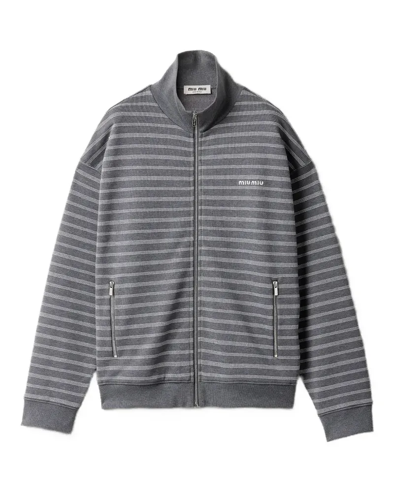 Miu Miu striped cotton fleece jacket - Grau Grau