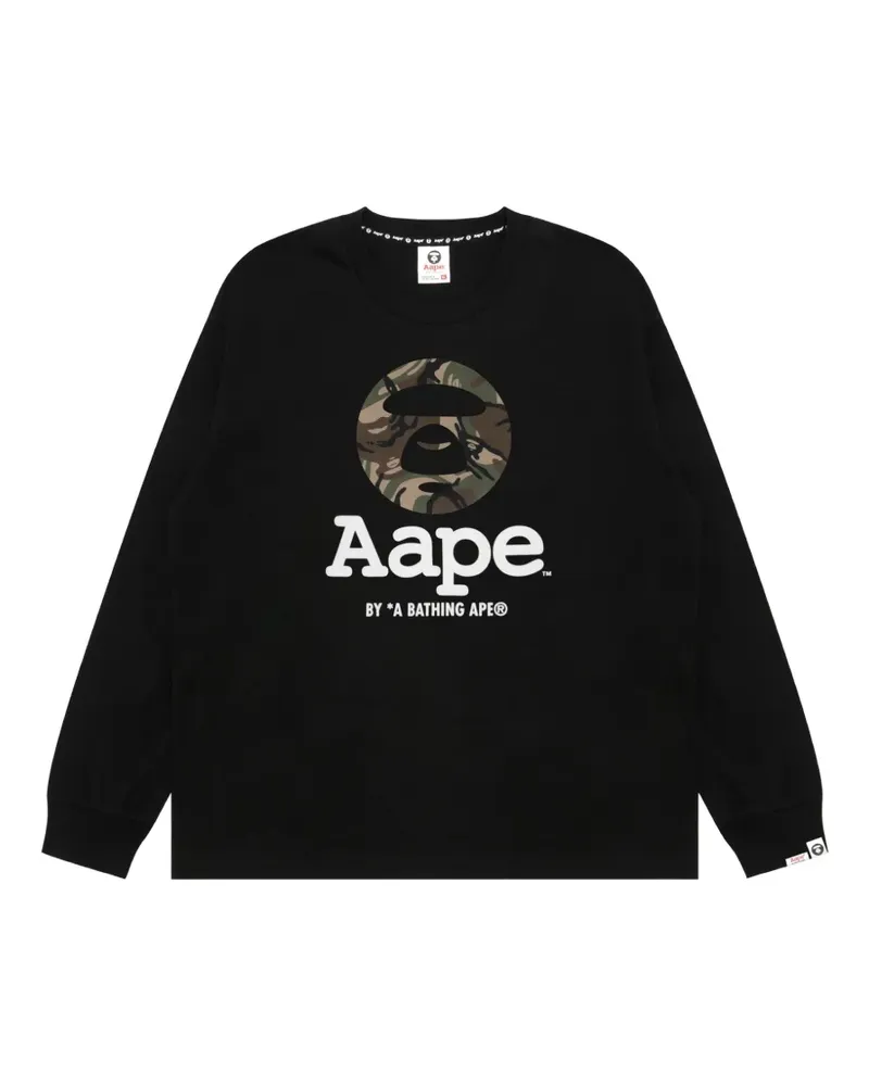 BAPE AAPEUNVS Langarmshirt mit Moonface-Print - Schwarz Schwarz