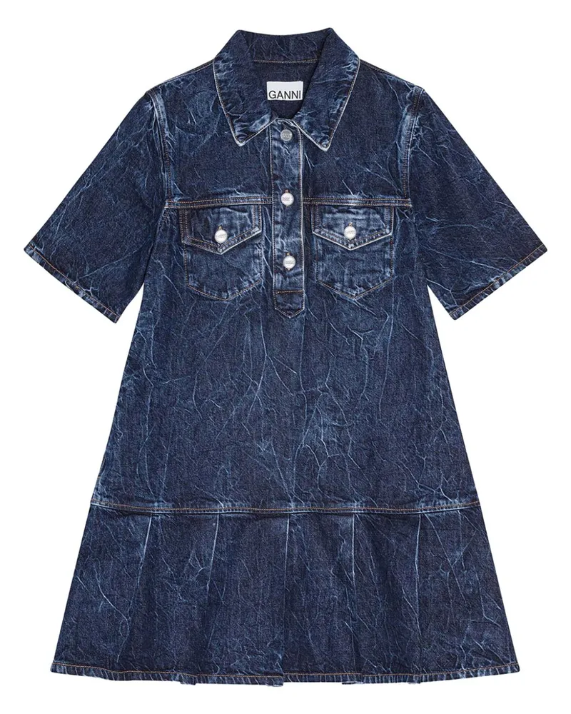 Ganni Jeans-Minikleid mit Knitteroptik - Blau Blau