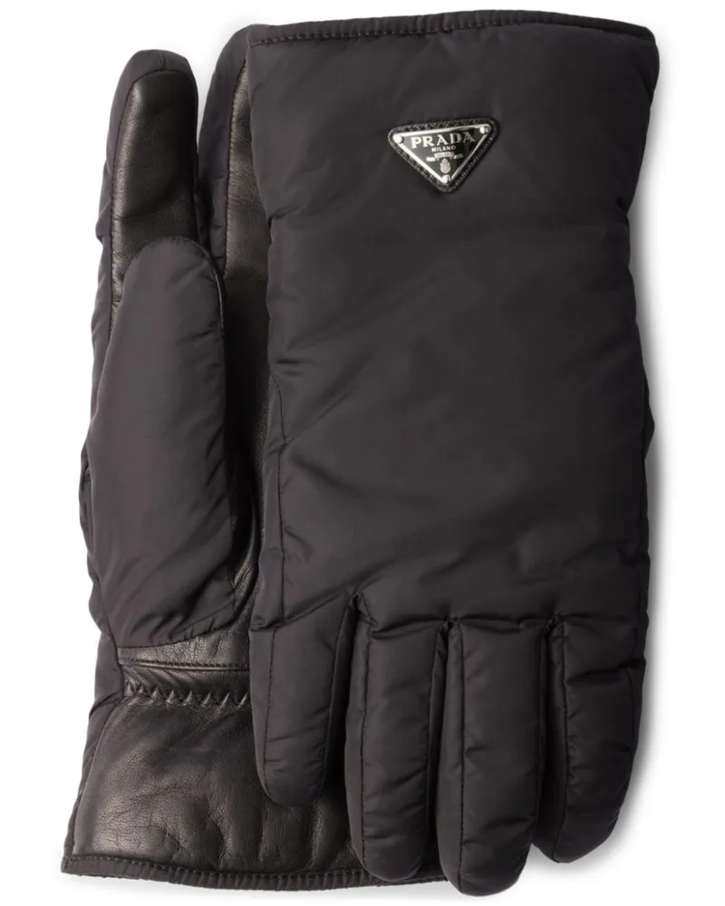 Prada Handschuhe mit Triangel-Logo - Schwarz Schwarz