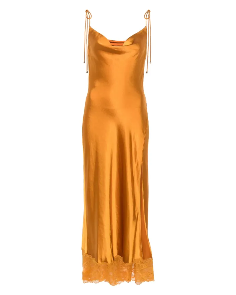 Self-Portrait Kleid aus Satin - Orange Orange