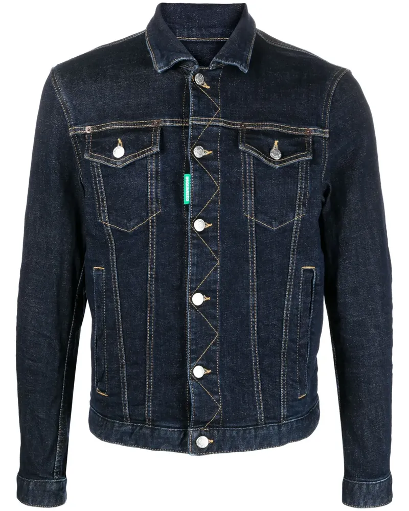 Dsquared2 Jeansjacke mit Slogan-Stickerei - Blau Blau