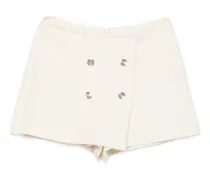 Tweed-Skort mit Zierknöpfen - Nude