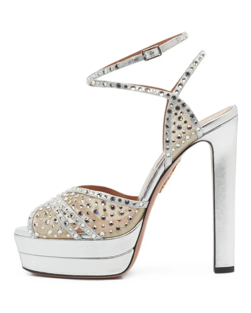 Aquazzura Lover Plateau Sandalen mit Kristallen - Silber Silber