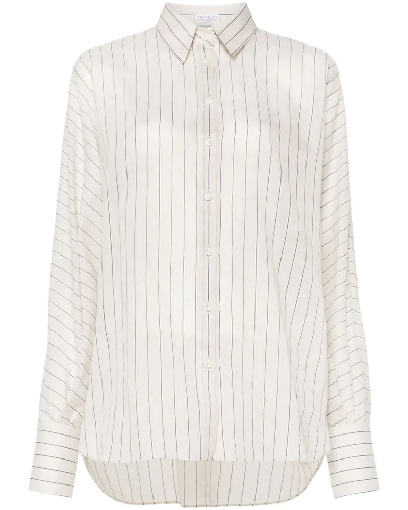 Brunello Cucinelli Gestreiftes Hemd mit Lurex - Nude Nude