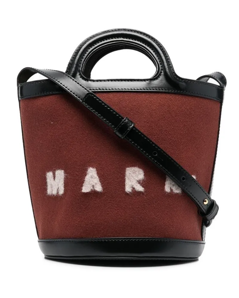 Marni Beuteltasche mit Logo-Print - Braun Braun