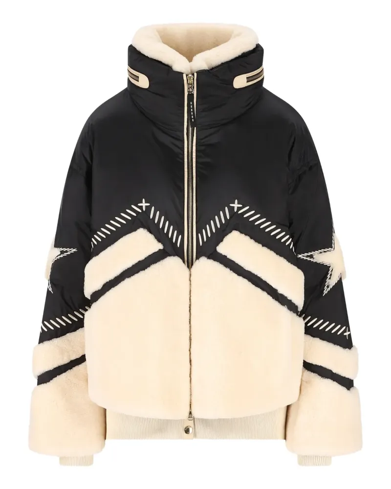 Bogner Amie embroidery-detail high-neck jacket - Schwarz Schwarz