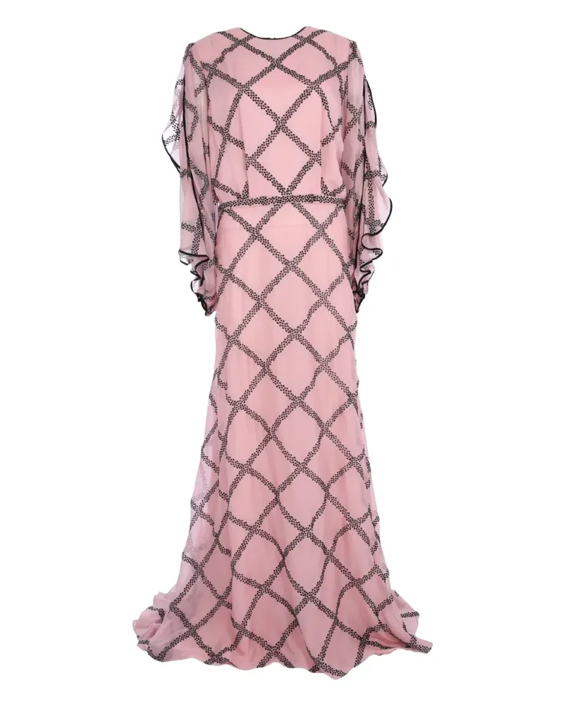 COSTARELLOS Seidenrobe mit Glitter-Besatz - Rosa Rosa