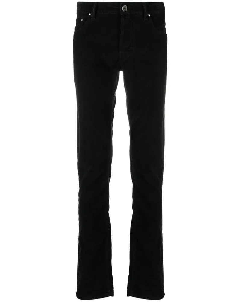 Jacob Cohën Bard Hose in Samtoptik - Schwarz Schwarz