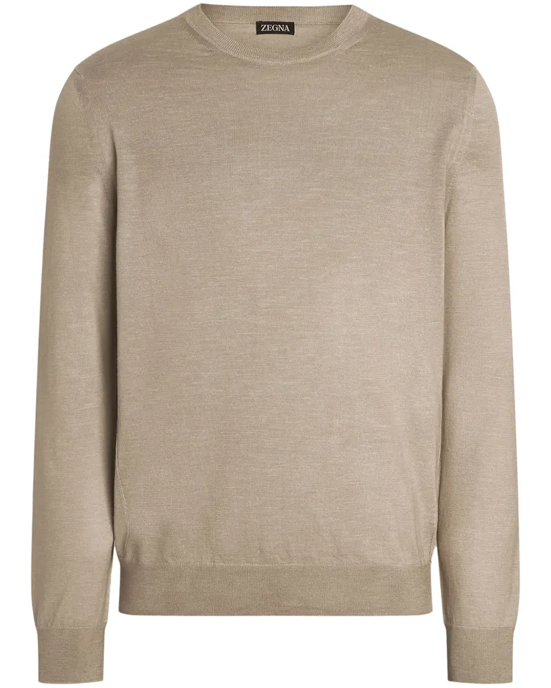 Ermenegildo Zegna Melierter Pullover mit rundem Ausschnitt - Nude Nude