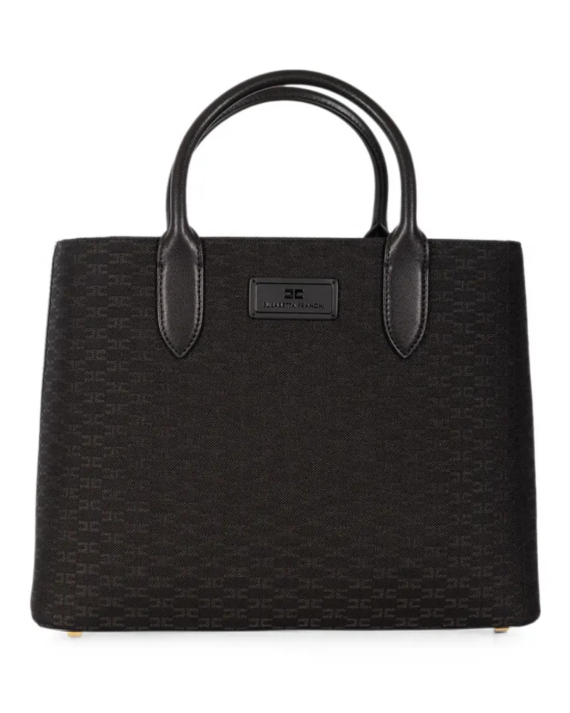 Elisabetta Franchi Handtasche mit Monogrammmuster - Schwarz Schwarz