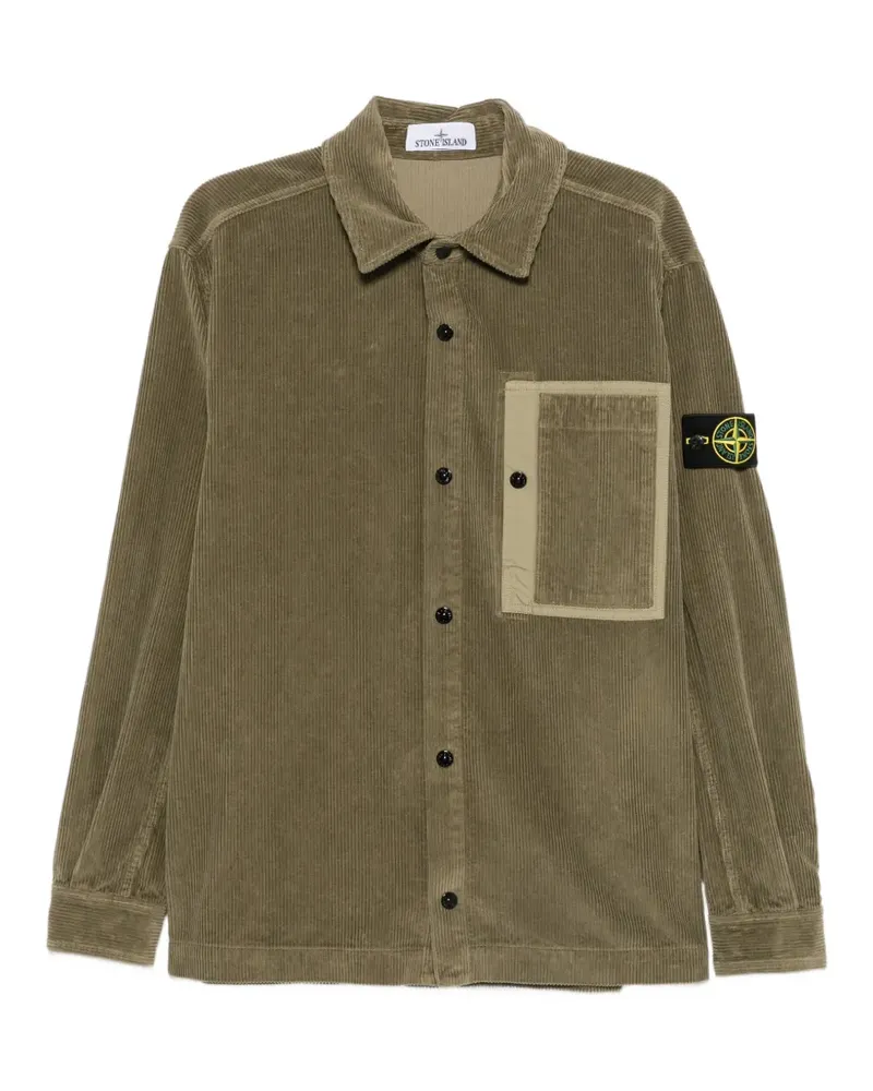 Stone Island Hemd mit Cord-Struktur und Brusttasche - Grün Grün
