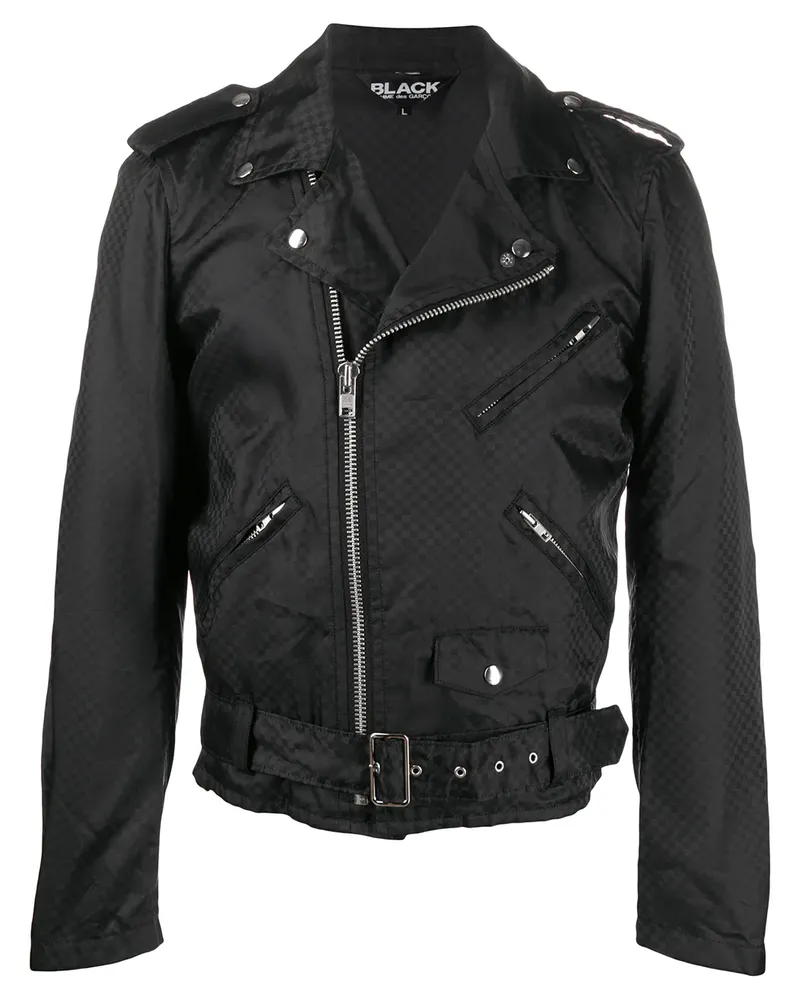 Comme des Garçons Bikerjacke mit Schachbrettmuster - Schwarz Schwarz