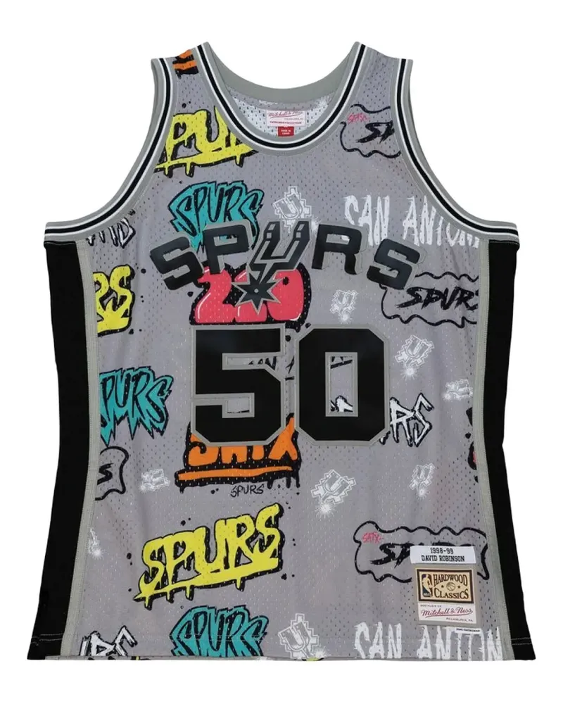 Mitchell & Ness Slap Sticker Swingman NBA Spurs 1998 David Robinson T-Shirt - Grau Grau