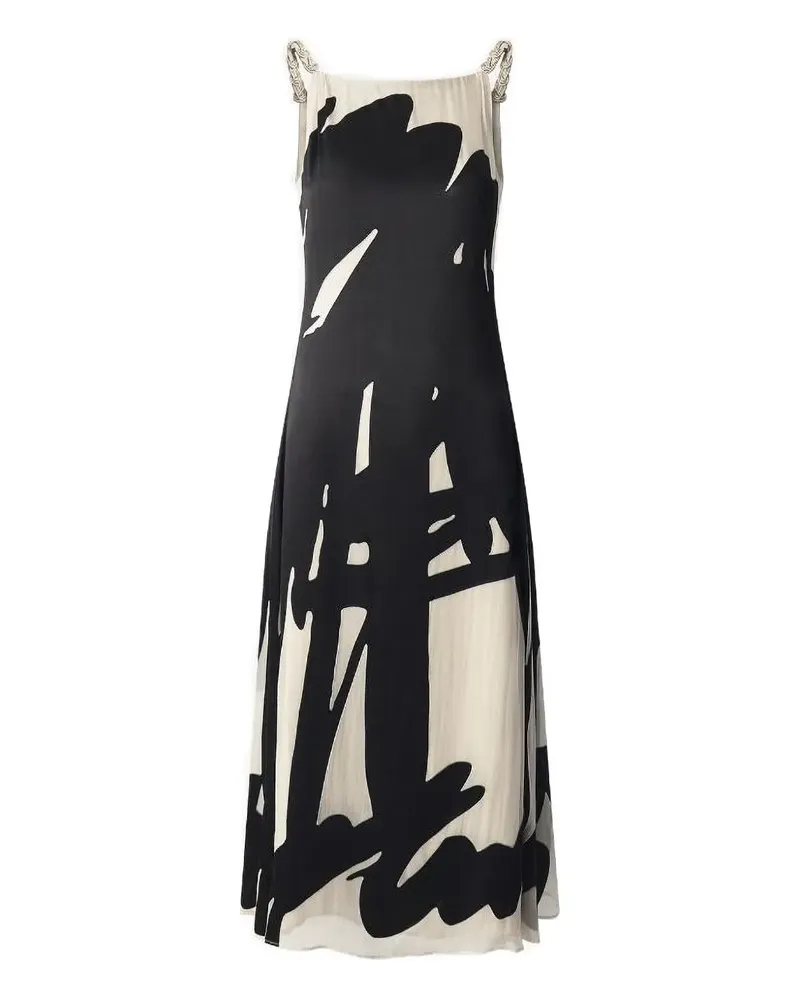 Shanghai Tang Seidenkleid mit abstraktem Print - Schwarz Schwarz