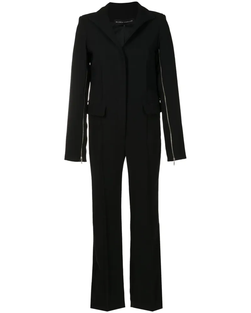 Gloria Coelho Jumpsuit mit Schalkragen - Schwarz Schwarz