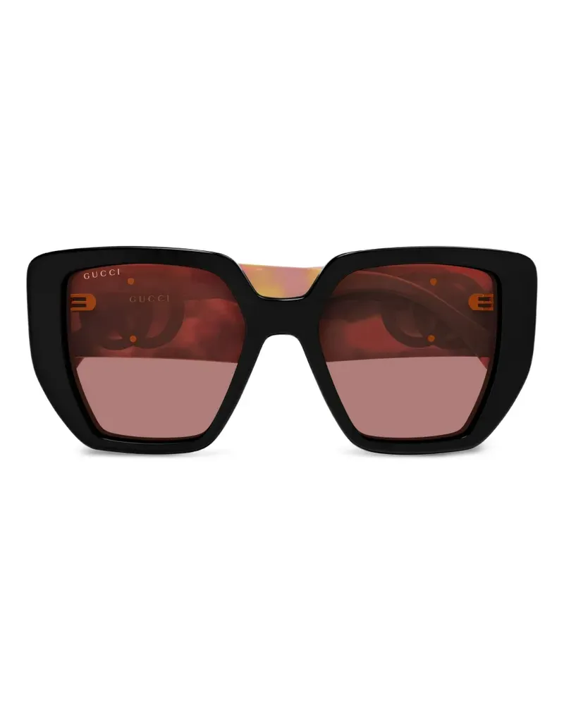 Gucci Sonnenbrille mit geometrischem Gestell - Schwarz Schwarz
