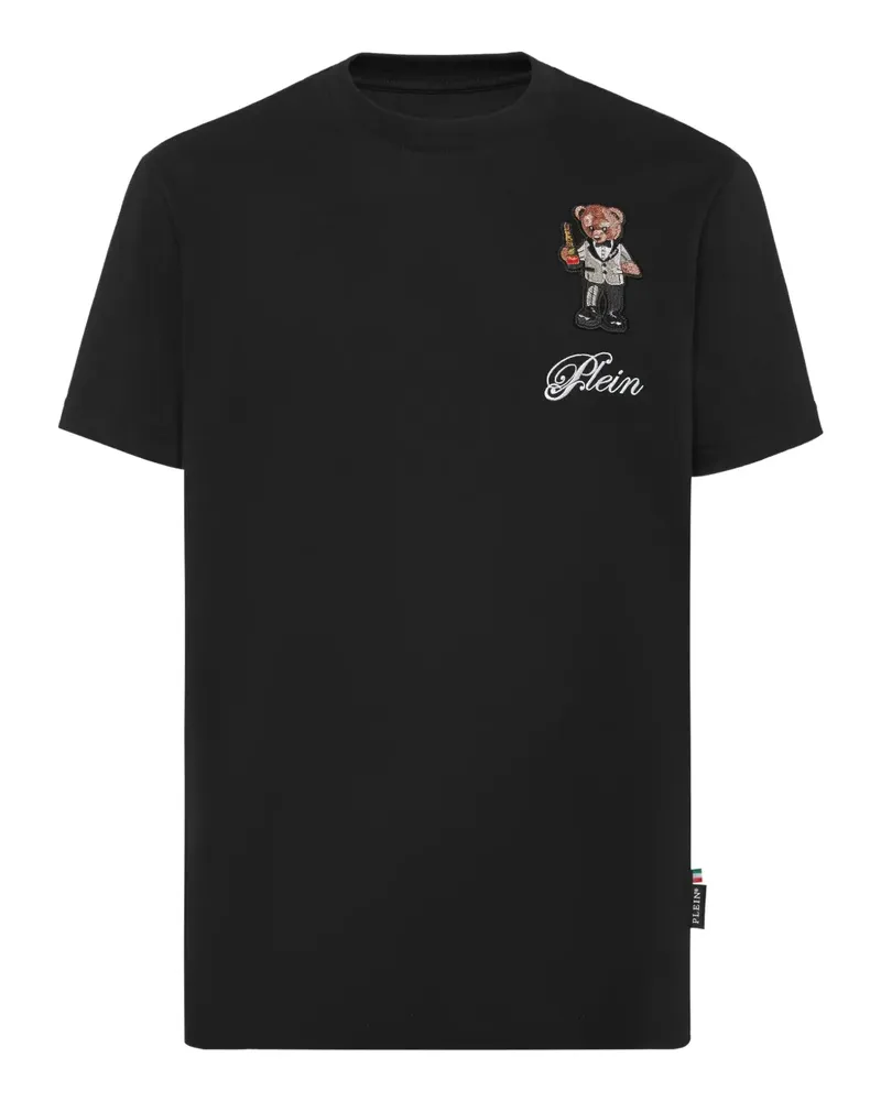 Philipp Plein T-Shirt mit Teddy-Stickerei - Schwarz Schwarz