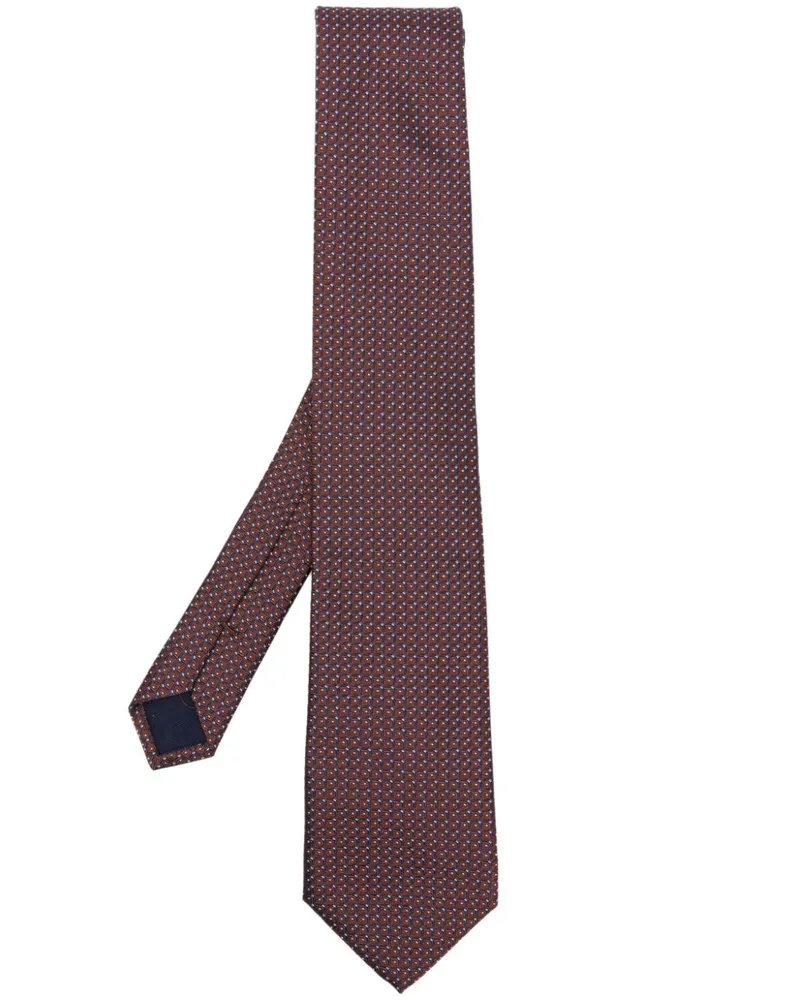 Corneliani Seidenkrawatte mit geometrischem Print - Braun Braun