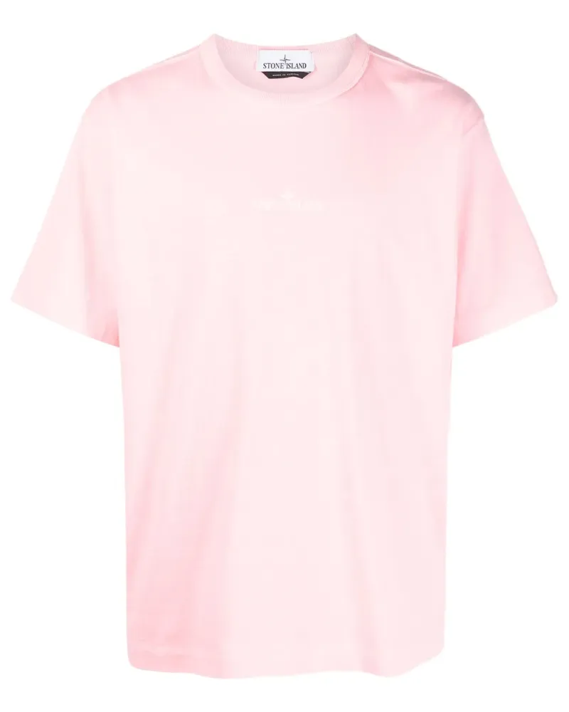 Stone Island T-Shirt mit Logo-Stickerei - Rosa Rosa