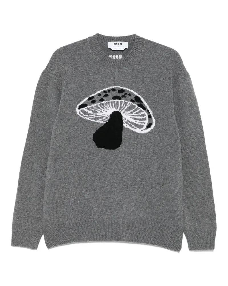 MSGM Pullover mit Pilz-Intarsie - Grau Grau