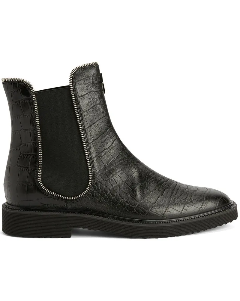 Giuseppe Zanotti Stiefel mit Kroko-Effekt - Schwarz Schwarz