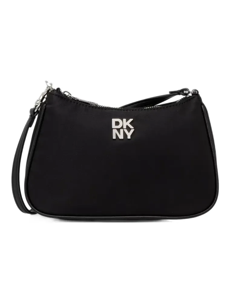 DKNY Kleine Jenny Schultertasche mit Logoplakette - Schwarz Schwarz