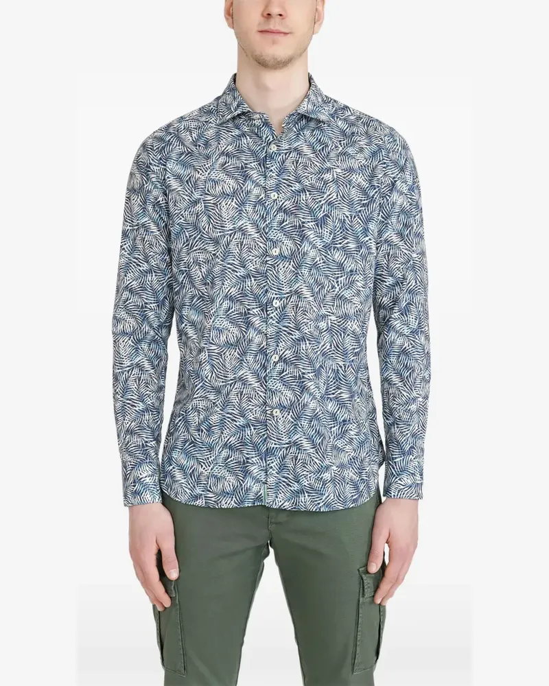 Tintoria Mattei palm-print long-sleeve shirt - Blau Blau