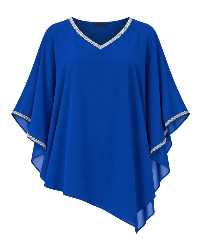Frank Lyman crystal-embellished asymmetric blouse - Blau Blau