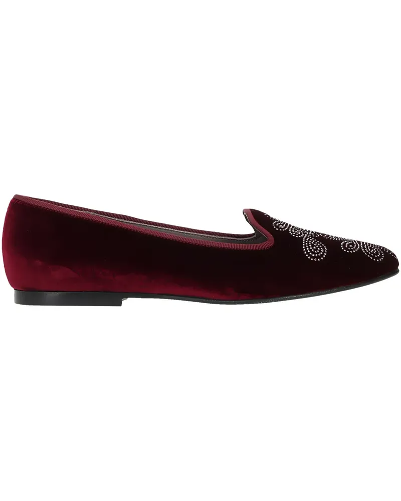 Castañer floral-motif velvet loafers - Rot Rot