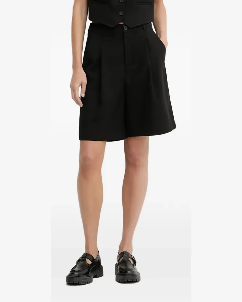 Marc O'Polo stripe-pattern pleated shorts - Schwarz Schwarz