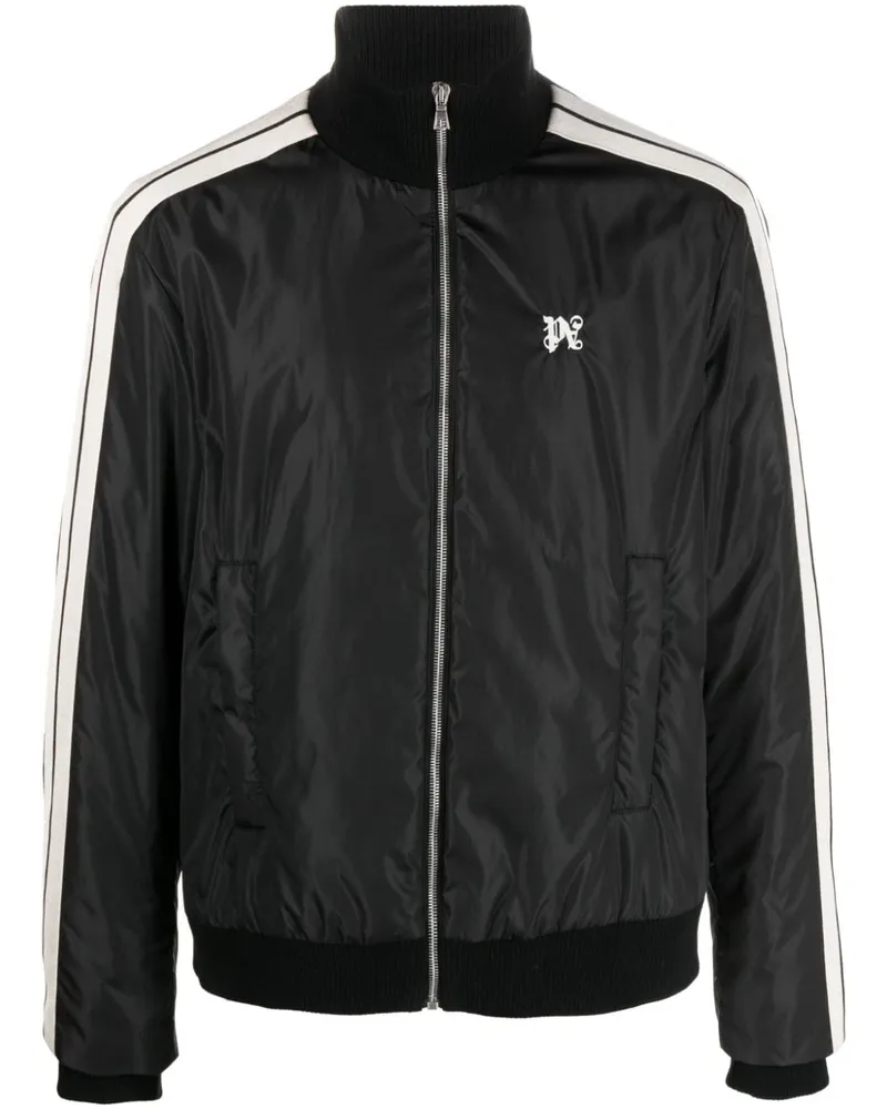 Palm Angels Gefütterte Bomberjacke mit Monogramm-Stickerei - Schwarz Schwarz