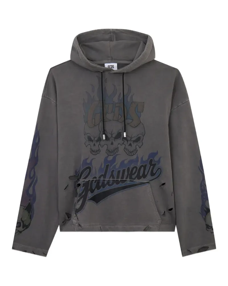 GCDS Hoodie mit grafischem Print - Grau Grau