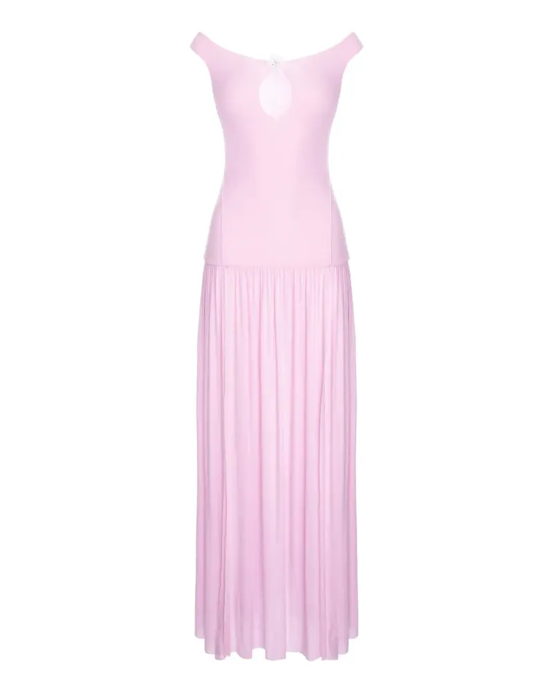 MANURÍ Schulterfreies Coco Midikleid - Rosa Rosa