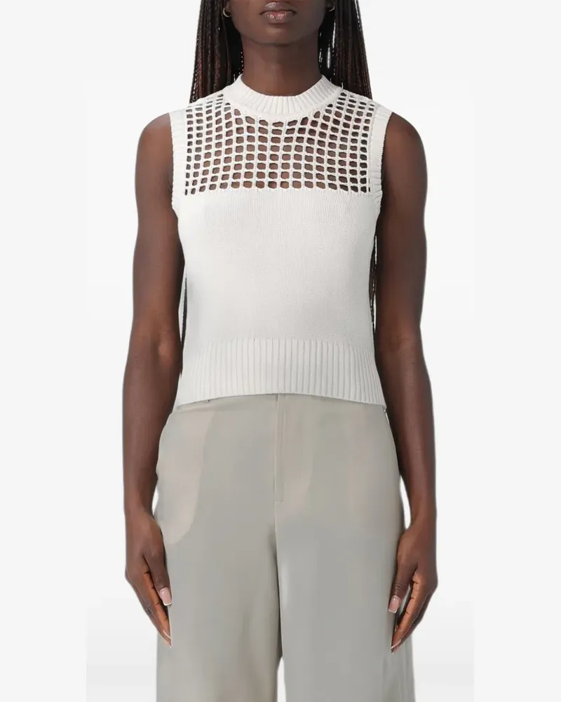 Emporio Armani Top aus Mesh-Strick - Weiß Weiß