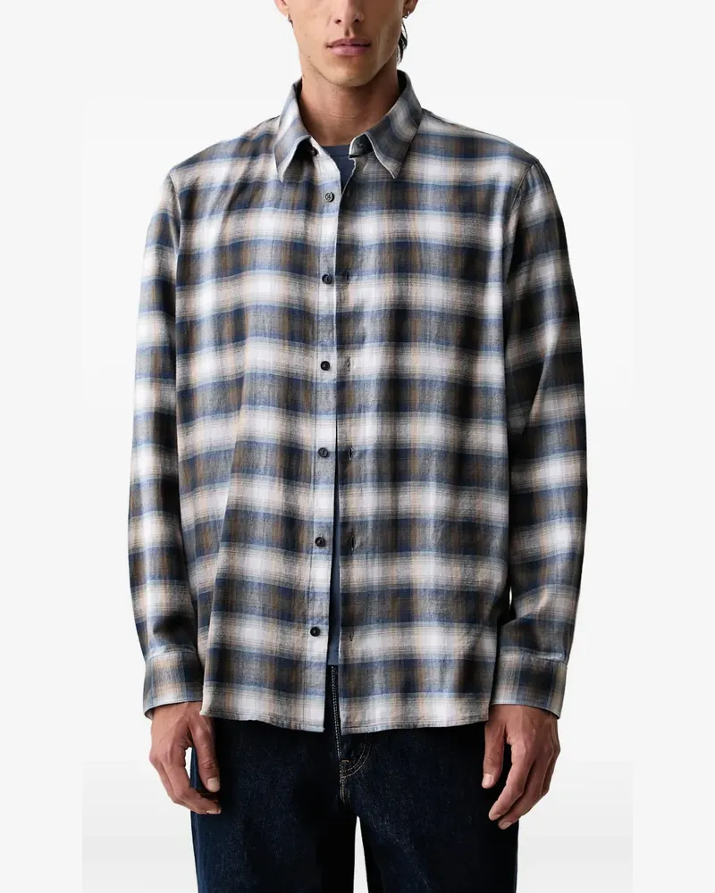 Armani Exchange check-pattern button-up shirt - Blau Blau